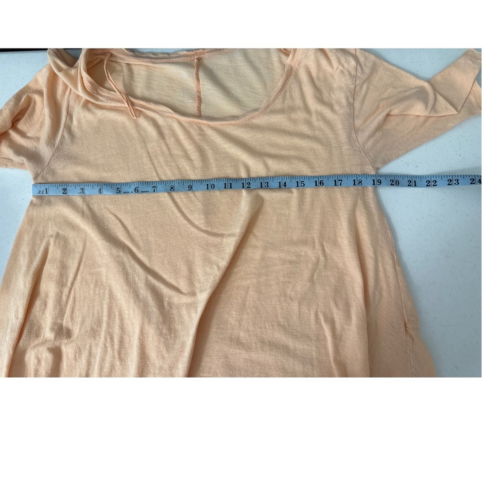 We The Free Free People Peach Cotton Slub Scoop Neck Layered Hem Tee M - Picture 3 of 8